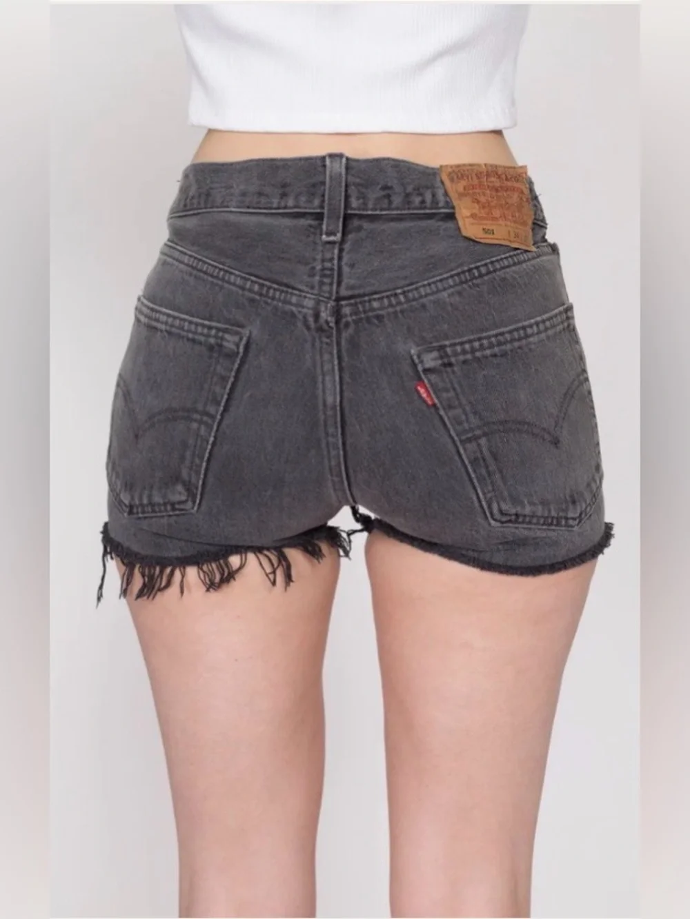 Levis 501 90s Washed Black Cut Off 100% Cotton Jean Shorts, size 31
